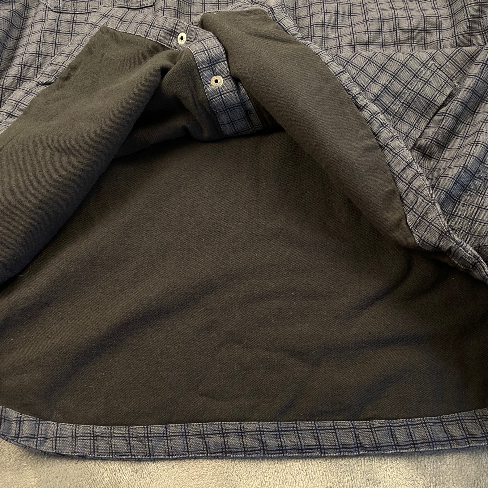 Duluth Trading Co Fire Hose Flannel Lined Shirt Shacket 2xl Tall Blue Grey Grid — image 5 of 8